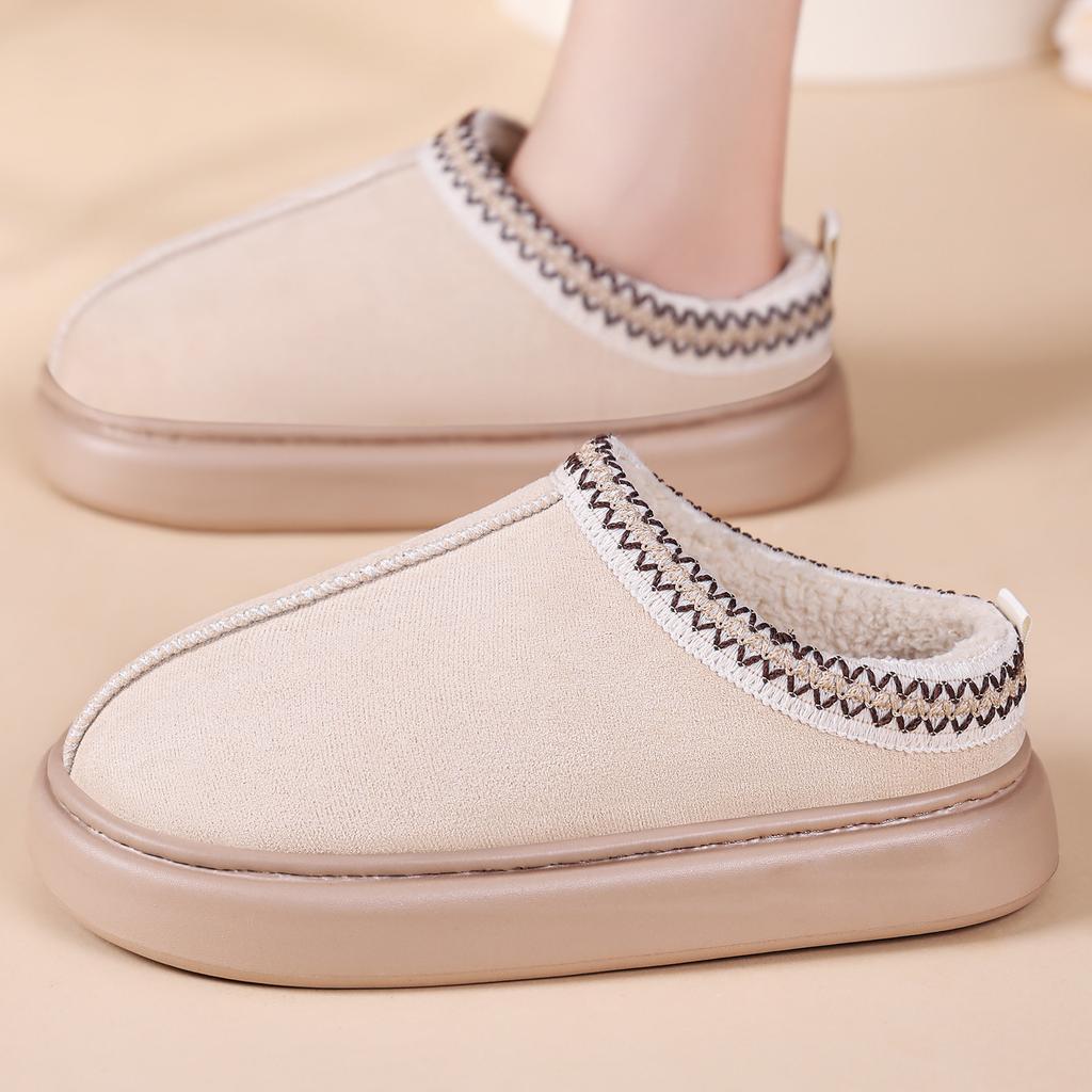 Fashion Size 44-45 Women's Slipper Fashion Fuzzy Fur Anti-slip Soft Sole Outdoor Indoor Warm Comfort Men Leisure Plush Houseshoes Couple