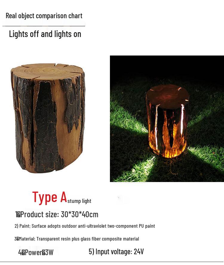 Solar-Powered Outdoor Waterproof Tree Stump Garden Light
