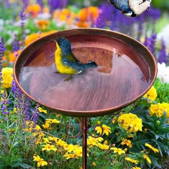 Yousheng Metal Birds Bath for Outside 30  Freestanding Birds Feeder Bowl with Stake Outdoor Birdbath for Garden Yard