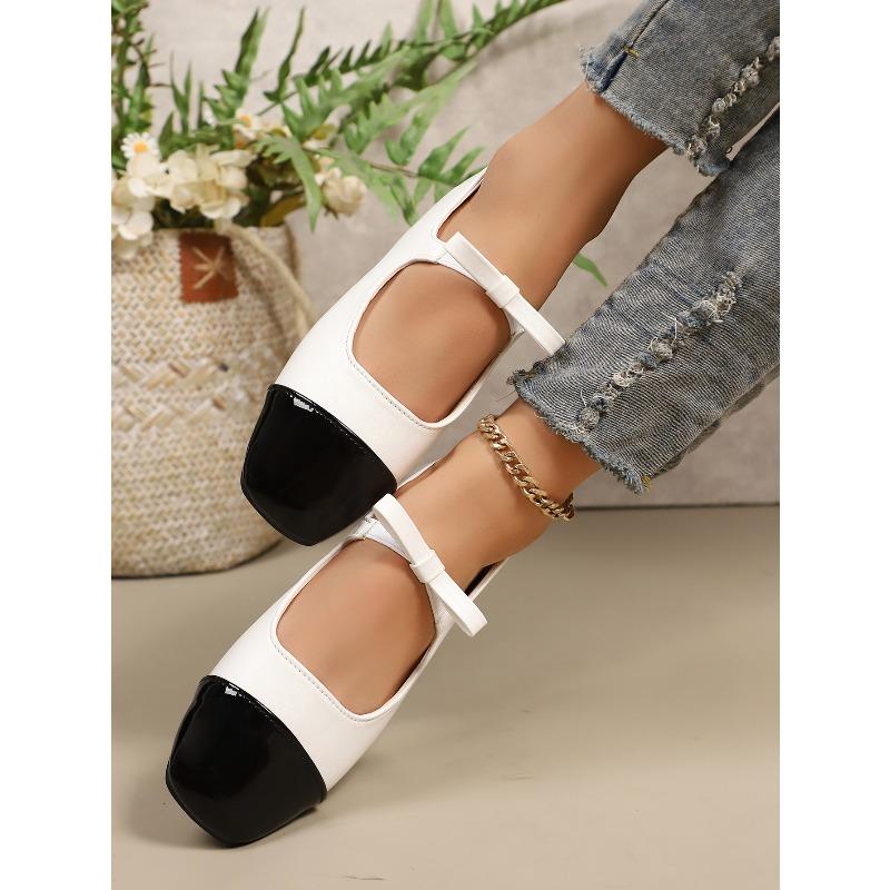 Color-blocked Bow Beanie Shoes 2025 Autumn New Flat Plus Size Comfortable Single Shoe Women