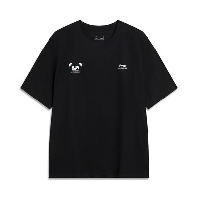 Conforto Gelo Absorção de Umidade Fresco Secagem Rápida Gola Redonda Logotipo Camiseta Manga Curta Masculina Tops Preto AHSVE99-2