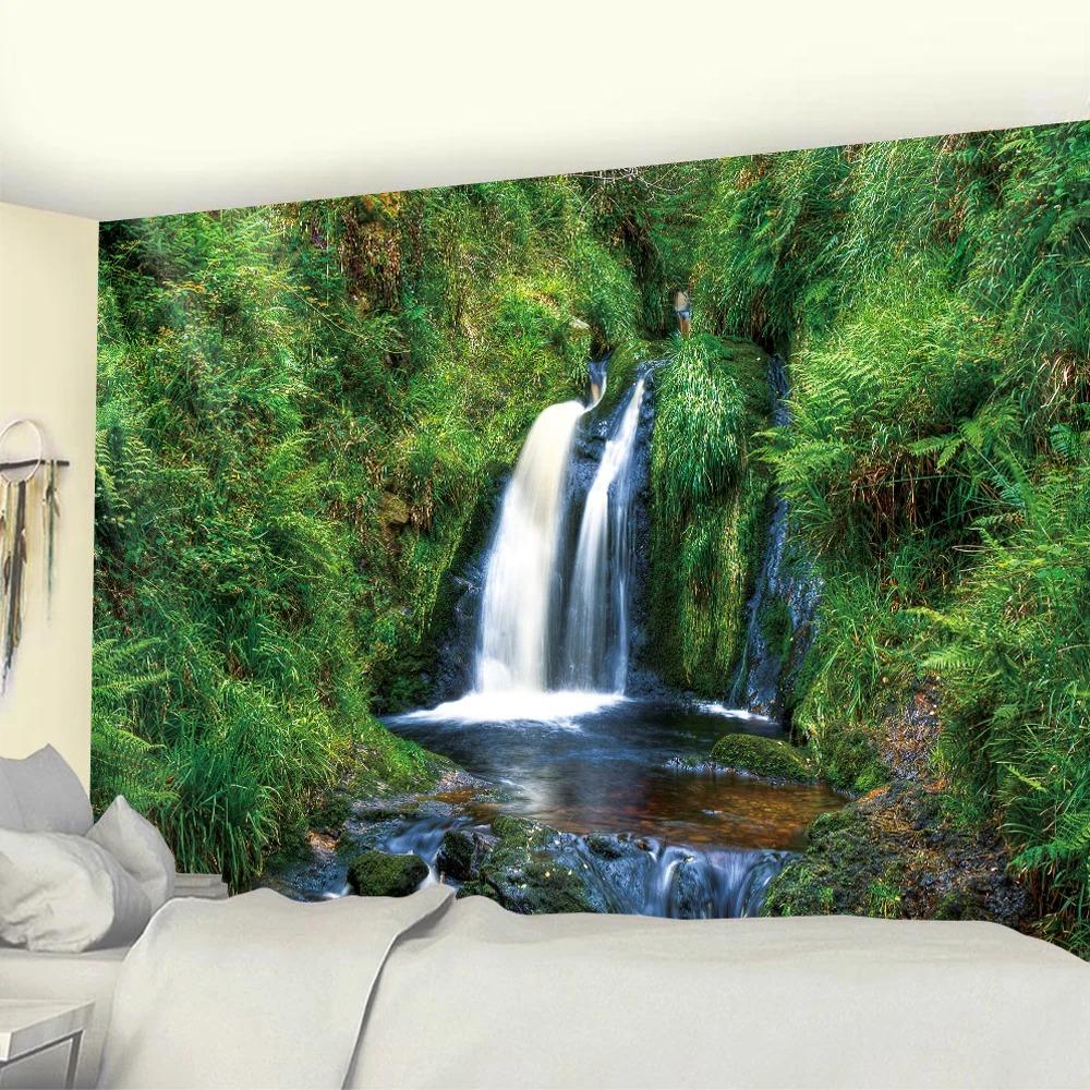 

Лесной водопад Психоделическая сцена Подвесная ткань Спальня Гостиная Гобелен Украшение стены Домашний гобелен 100x75cm