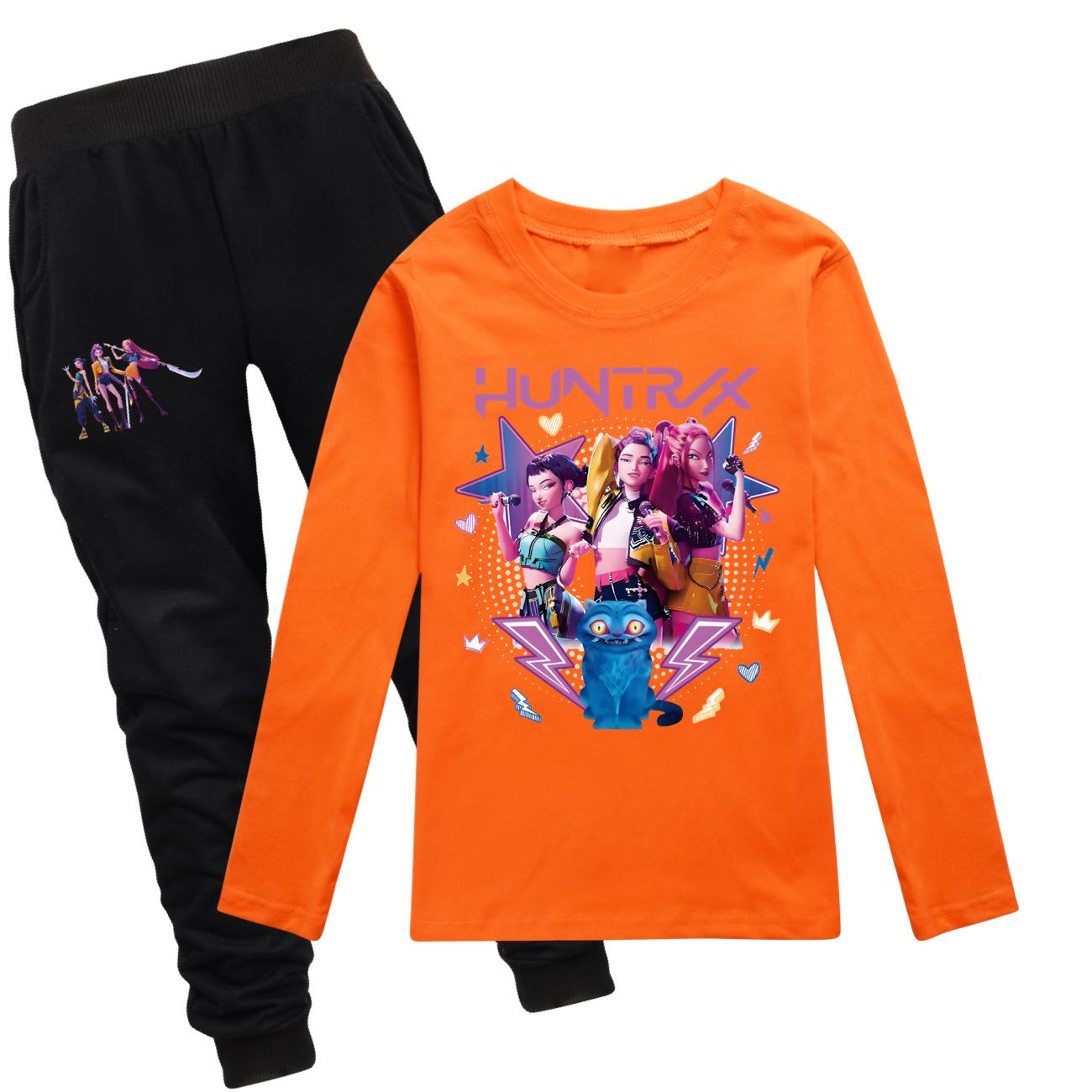 

Kpop Witch Hunting Team Warm Comfortable Soft Fashionable Cute Anime Printed Cotton Long Sleeved Boys Girls T-shirt Set 170