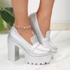 Women Platform Pumps Round Toe Casual High Heels Shoes  for Women Elegant Outdoor Comfortable Anti-slip Shoes