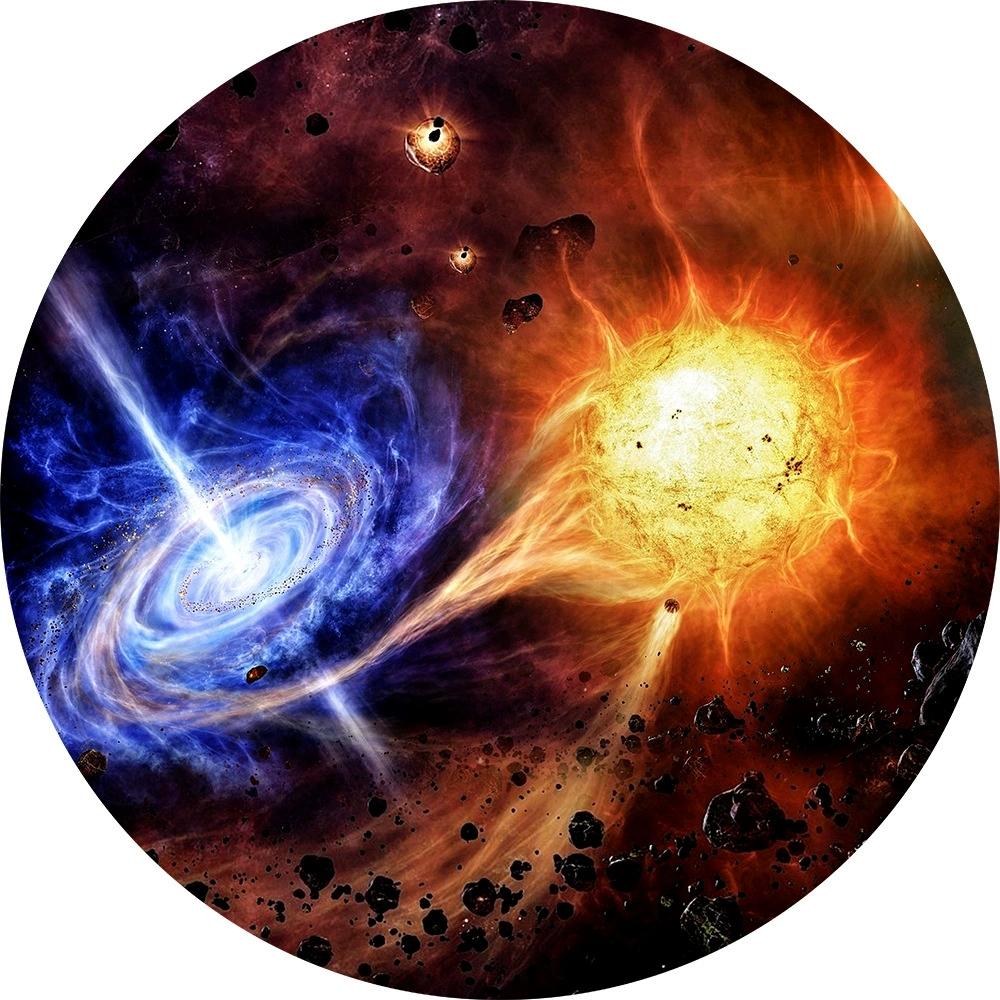 Space Circular Carpet Galaxy Nebula Planet Rug Living Room Bedroom Warm Wear-resistant Anti Slip Pad Home Decoration