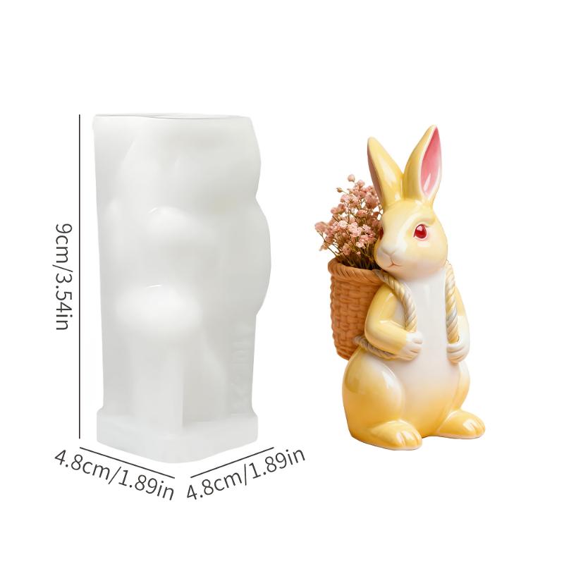 

Rabbit Candle Mold with Carrying Basket, Plaster Tabletop Decorative Ornament Mold, Cement Mold, Handmade Gifts, Rabbit Design
