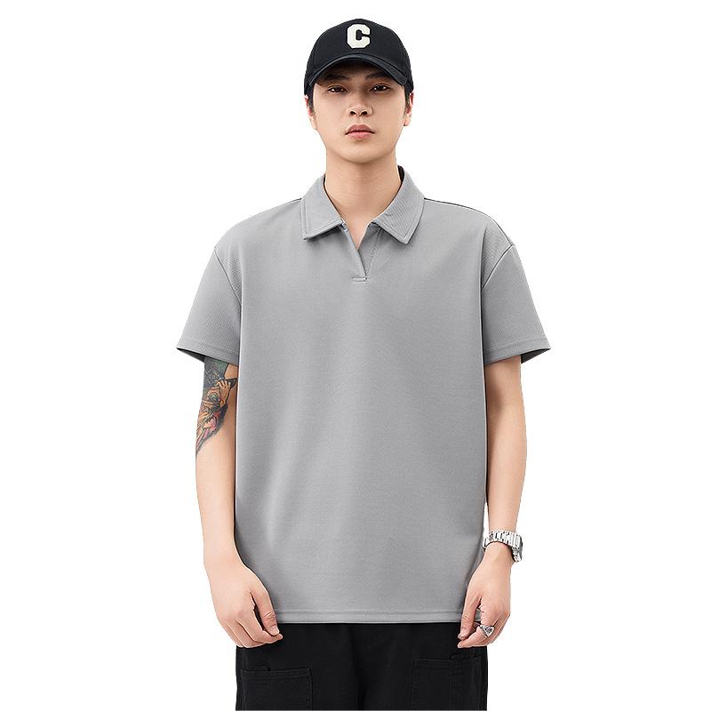 Herren Sommer Kurzarm T-Shirt, Business Unifarben Lässig Vielseitige Kleidung, Kragen Lässig Kragen Locker T-Shirt