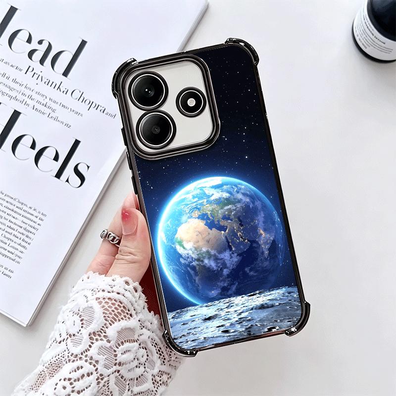 Earth Stars Space Universe Plating Phone Case For Xiaomi Redmi Note 14 15 Pro Plus 13 12 11 11S 11T 10 9S 9 5G Anti-Fall Airabag