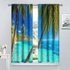 Tende Palma Oceanica Arredamento Casa Estate Tropicale Spiaggia Tema Hawaiano Stampa Scenario Blu Costiero Tenda Finestra con Tasca per Asta Poliestere