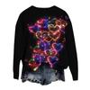 Damenmode Bedrucktes Langarm Locker Rundhals Sweatshirt Oberteil Herbst