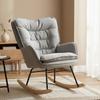 Rocking Chair, Beech Wood Legs, Armrests, 120 kg Load, Grey