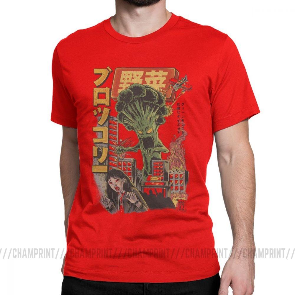 Giant Mushrooms Monster Clothes Demon Broccozilla T Shirts For Men Broccoli Funny Japanese Anime T