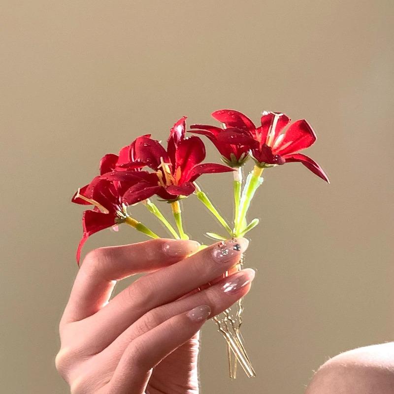 Sweet Flower Hair Stick Bohemian Style Simulation Flower Hair Fork Super Fairy Girls Vacation Hairpin Bride Hair Accessories New
