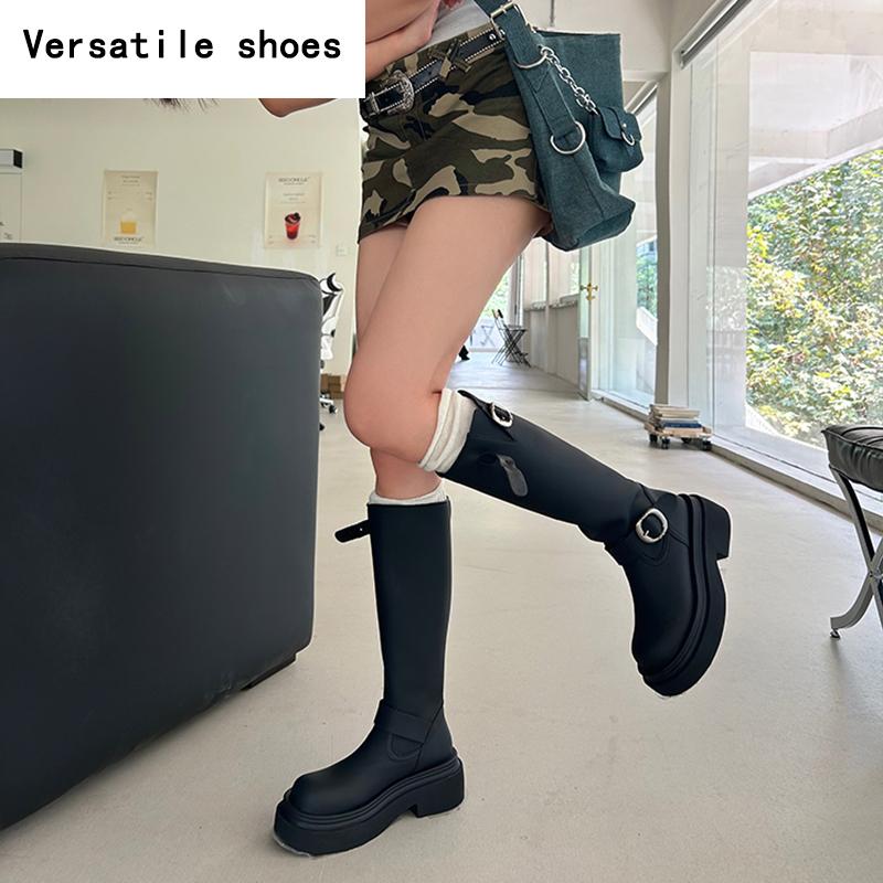 Vintage Winter Platform Women Knee High Boots Fashion Slip On Long Booties Designer High Heels Botas De Mujer