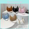 Fashionable New Moon Shape Pu Handbag Chic Chain Strap Everyday Crossbody Bag For Ladies