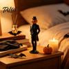 Stable Base Display Piece Pumpkin Gentleman Figurine, Halloween Head Man Statue, Spooky Horror Retro Desktop Decor 3D Printed Ornament for Shelf