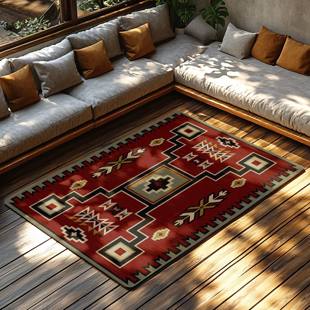 Rustic Southwestern Area Rug Non Slip Indoor Outdoor Mat Tribal Pattern Home Decor Farmhouse Entryway Doormat Modern Floor Cover