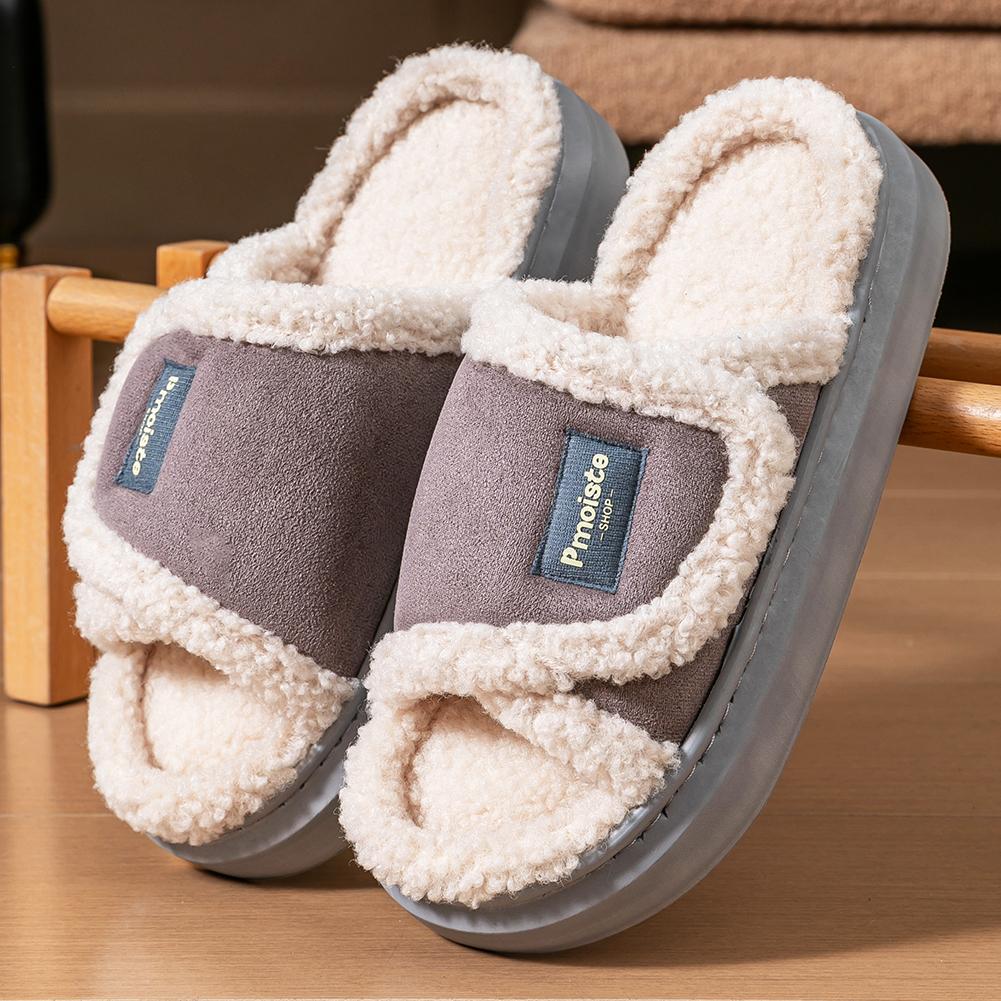 Тапочки из пены с эффектом памяти женские пушистые на платформе подошва ЭВА теплые домашние туфли зимние нескользящие на липучке 44-45 серый 1780₽