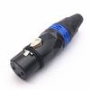 Black Lacquered XLR Microphone Plug: Gold-Plated Copper Pins, 3-Core Female Connector