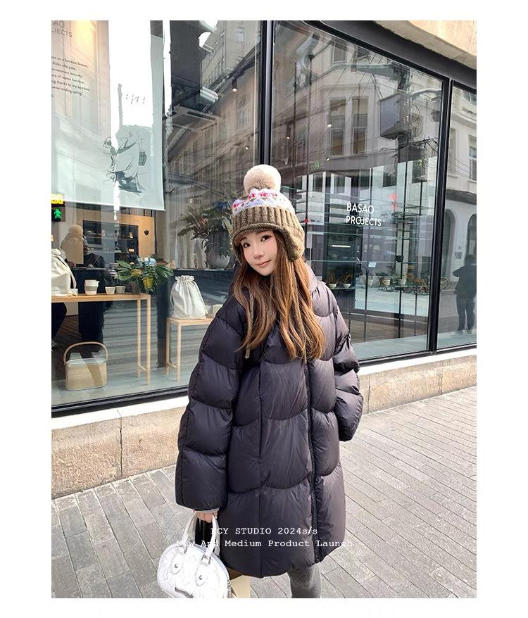 Cloud puff down cotton-padded jacket for women's winter new medium and long small lazy cotton-padded jacket