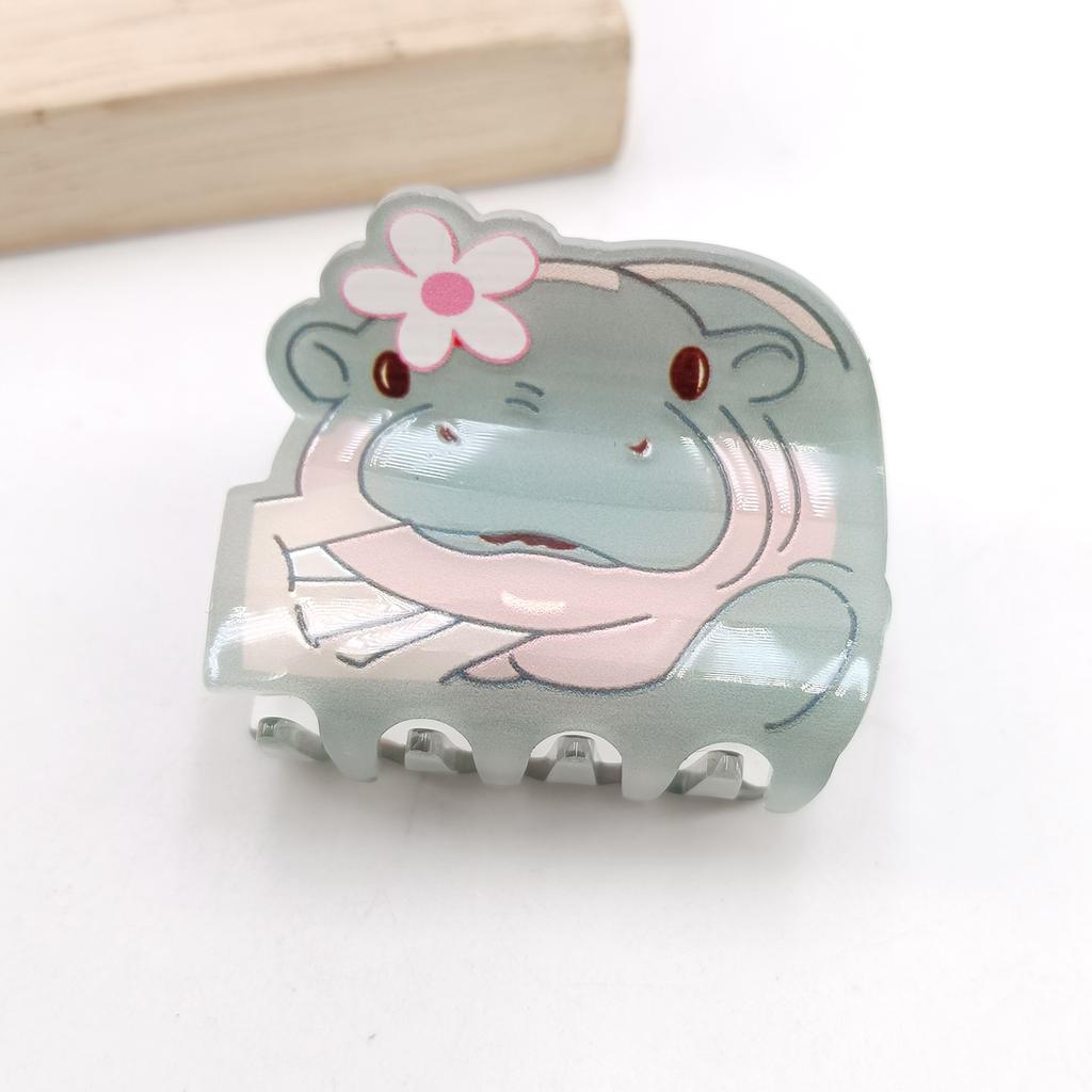 Cute Miss Hippo Hair Claw Flower Acrylic Small Shark Clip Set Headwear Geometry Cartoon Capybara Hair Clip For Girls