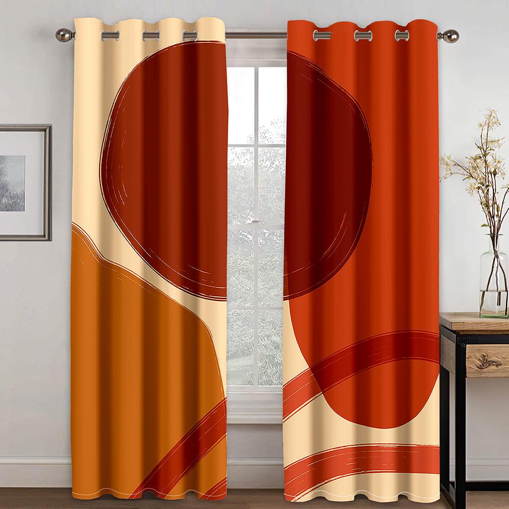 Moderní geometrické kruhové závěsy černé bílé okenní závěsy 2 panely abstraktní obývací pokoj ložnice domácí dekorace