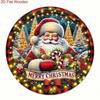 Merry Christmas Santa Wreath Metal Tin Sign Farmhouse Door Wall Decor