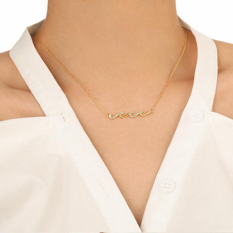 Europäische & Amerikanische Diamantbesetzte Wellen-Halskette - Eleganter, Vielseitiger, Hochwertiger Luxus-Schmuck für Damen