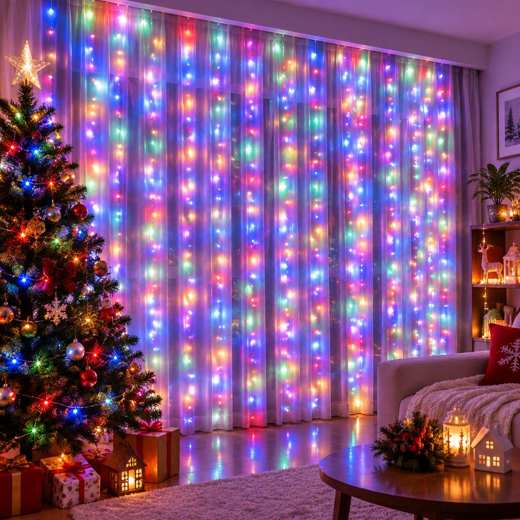 LED Curtain Lights Copper Wire USB Powered Remote Control Timer IP68 Waterproof