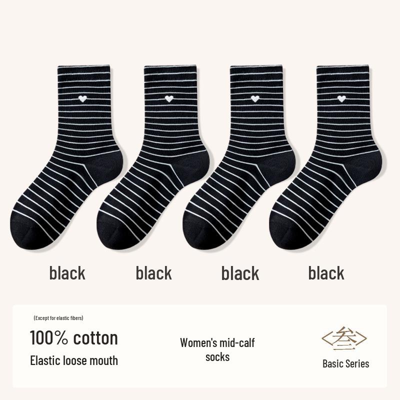 Women's 100% Cotton Mid-Calf Seamless Scrunch Socks - New Autumn/Winter Collection