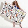 One Soft Beach Towel with a Cat Print, Made of Microfiber, Suitable for Beach Vacations, Pool Parties, and Beach Relaxation