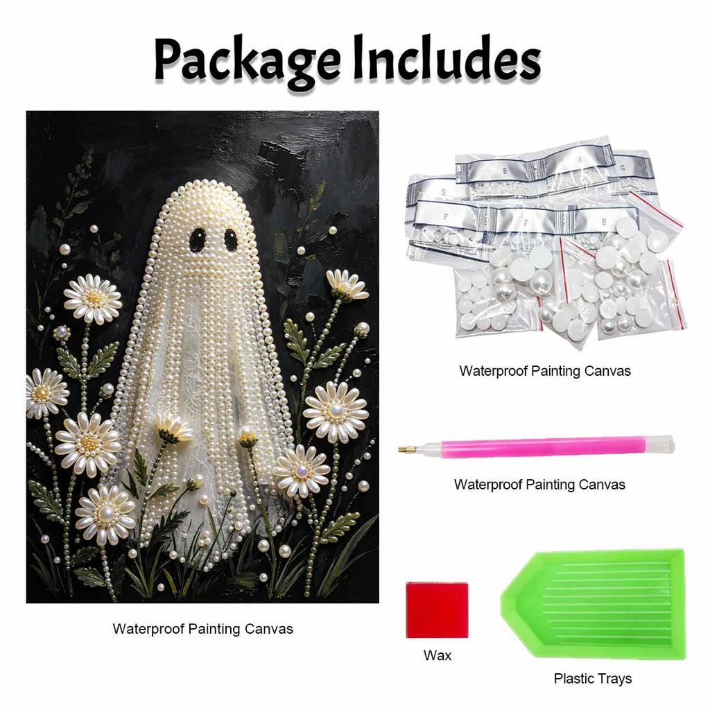 Halloween ghost pearl painting art kit handmade diy home decorations floral pattern wall decor craft supplies gift ideas