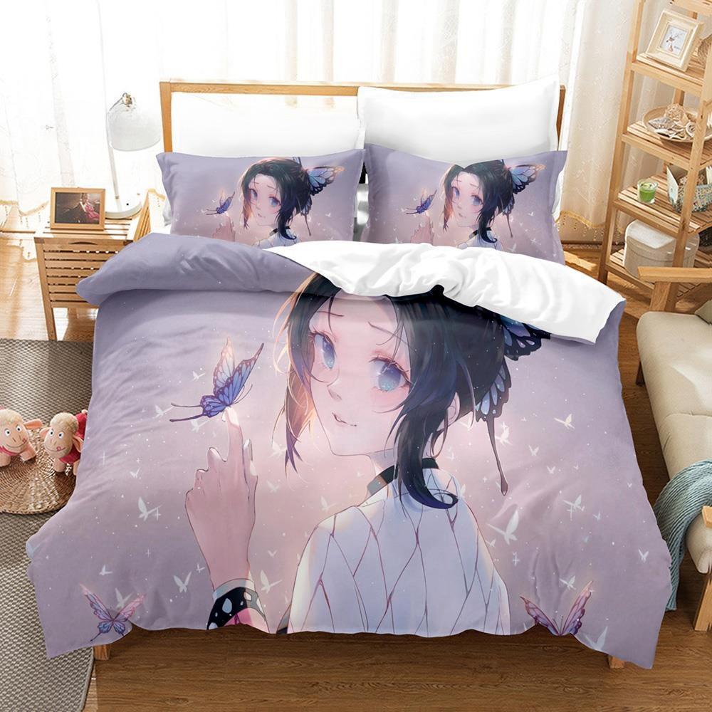 Fashion Anime Demon Slayer Bedding Collection Single Twin Full Queen King Size Bed Collection Adult Kid Bedroom Duvet Cover Collection Home Textiles