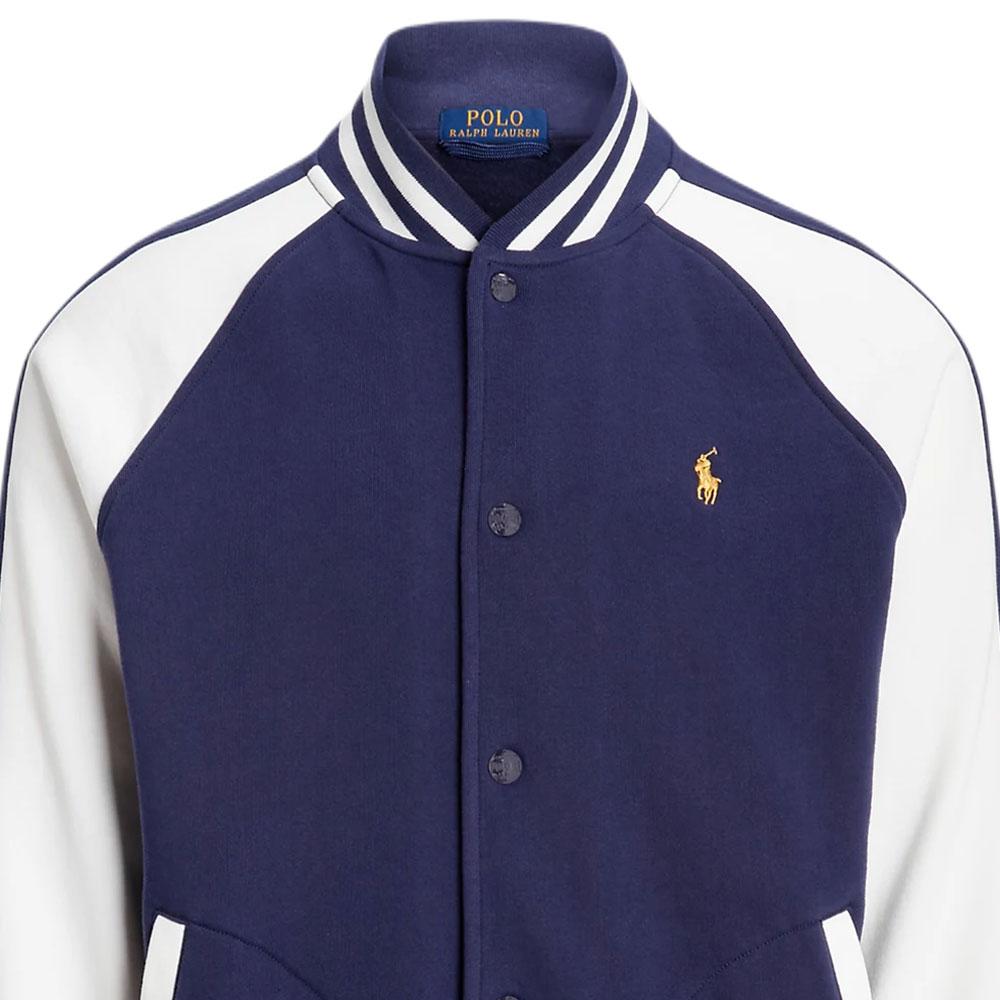 Polo Ralph Lauren FW23 Logo Embroidered Stripe Single-Breasted Casual Jacket Men Jackets Deep-Cobalt-Blue 710926910-001