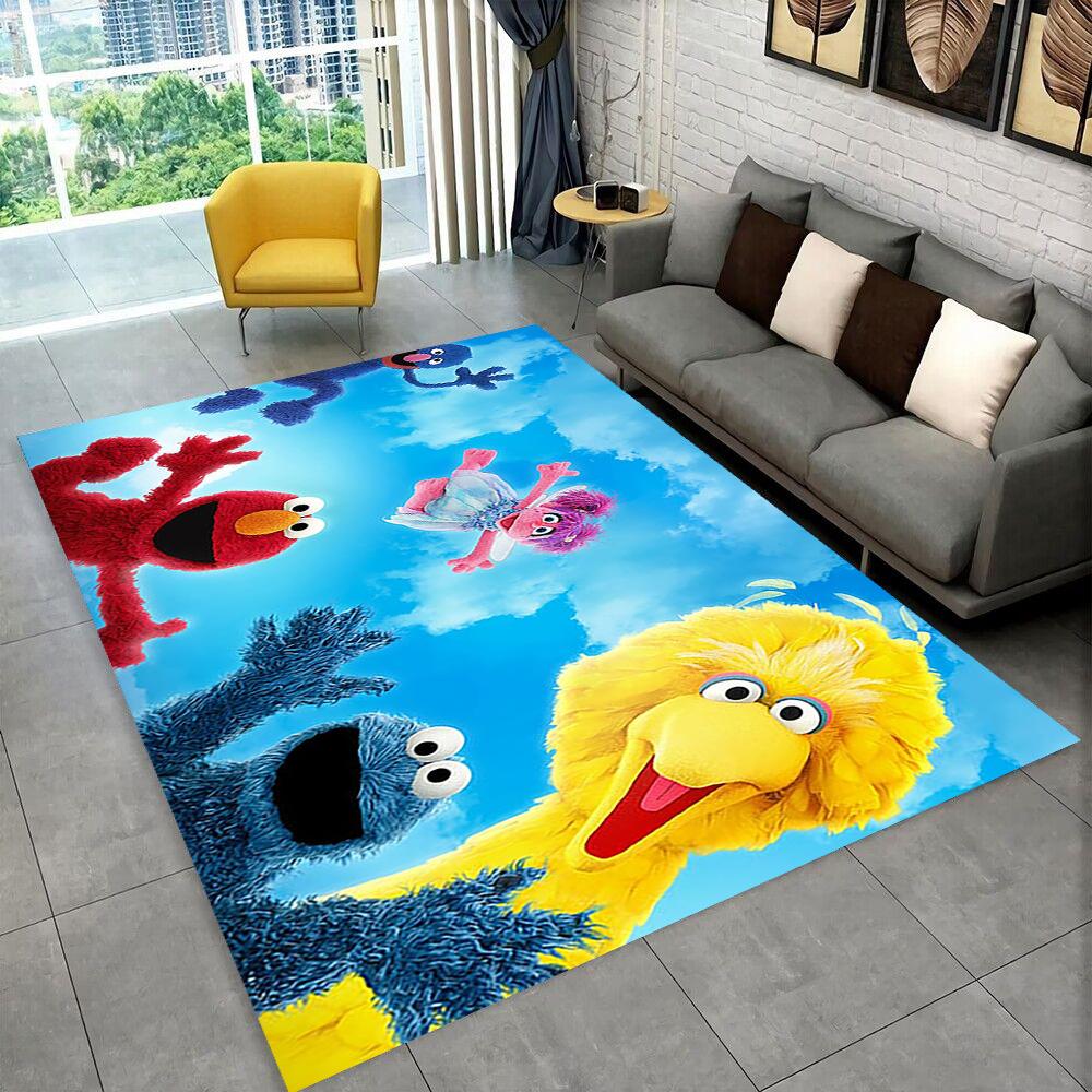 S-Sesame Street TV Cute Cartoon Carpet Rug for Bedroom Living Room Sofa Home Doormat Home Decor,Area Rug Non-slip Floor Mat Gift