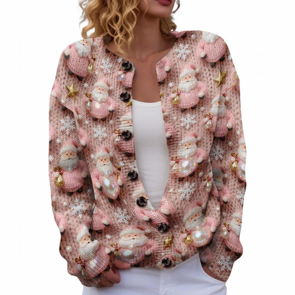 LXK-YK56 3D Print Christmas Cardigan Sweater