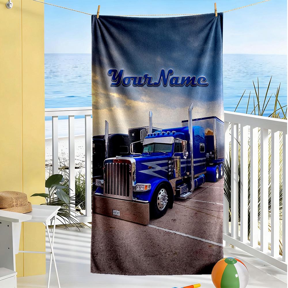 Kw Heavy Trucks Personalized Text Beach Towel Quick-Dry Soft Microfiber Portable for SwimmingBeachCamping Travel Beach AccessoriesGym