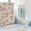 Elegant Bouquet Of Fantastic White Flowers 3D Style Shower Curtain Floral Bathroom Curtains With Bath Rugs Carpet Set Home Decor