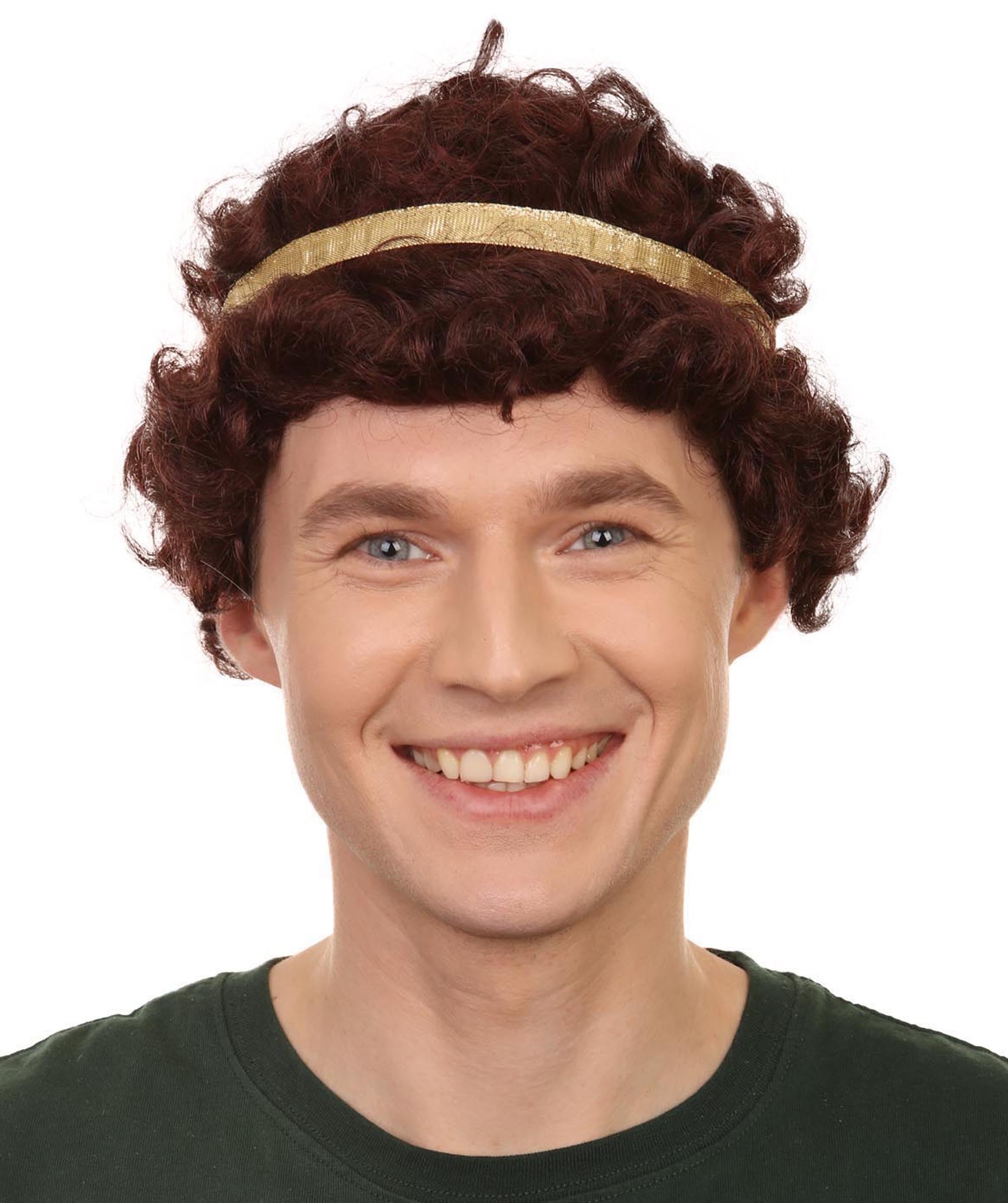 Wigs2you Парик H-5631 Премиум для взрослых Мужской Кудрявый Коричневый Парик из волокна цапли с Золотой лентой Мягкие Синтетические Волокна для Хэллоуина и Вечеринки