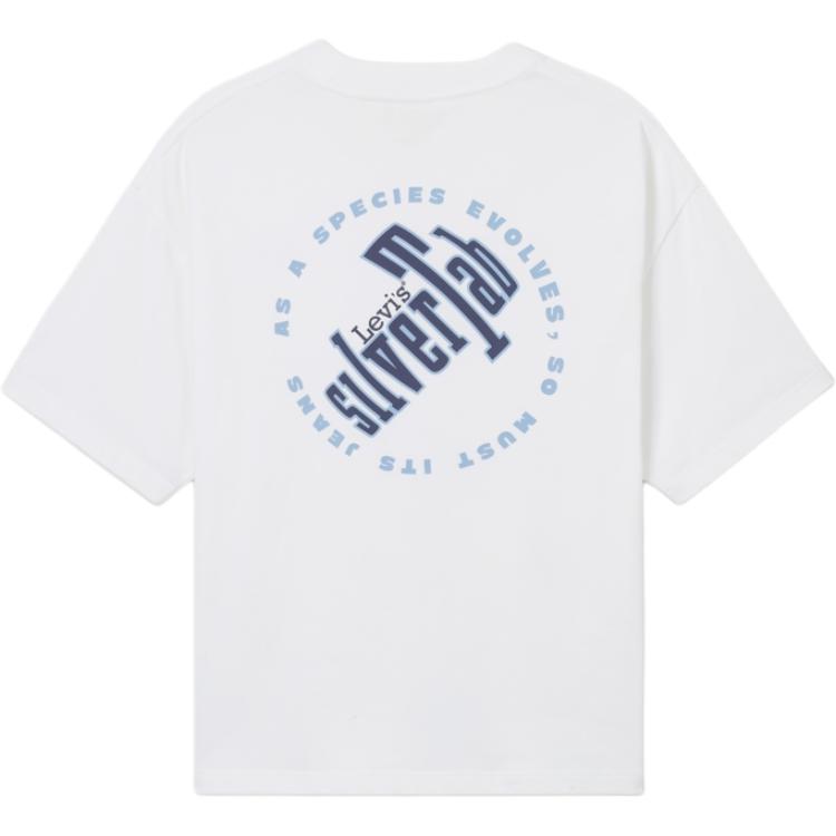 Levis Comfortable Casual Letter Round Neck Short Sleeve T-Shirt Men Tops White 004GM-0004