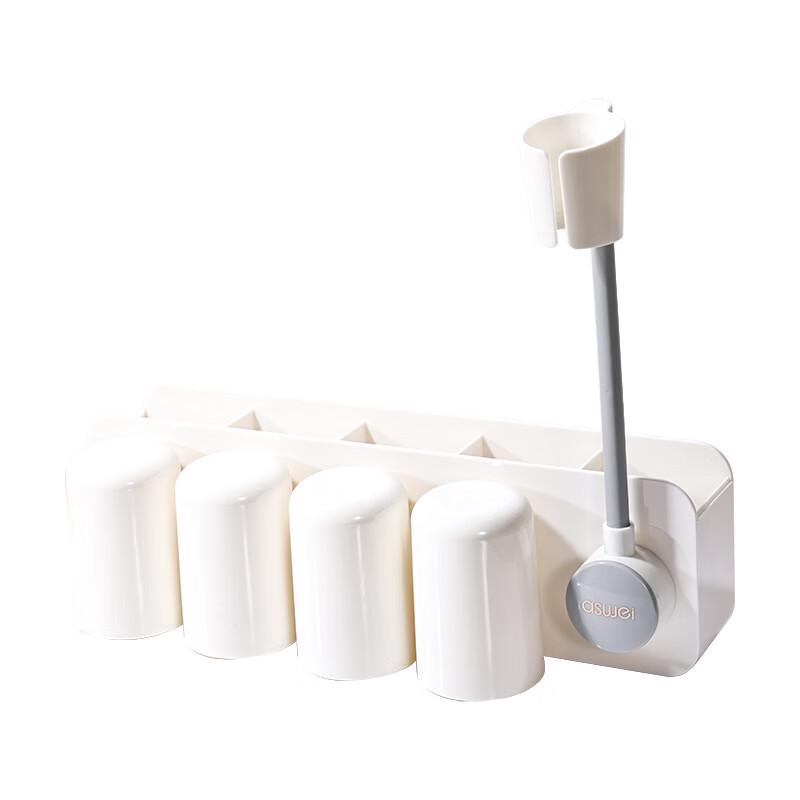 cmaos Wall-Mounted Toothbrush Holder with 4 Cups & Hair Dryer Rack