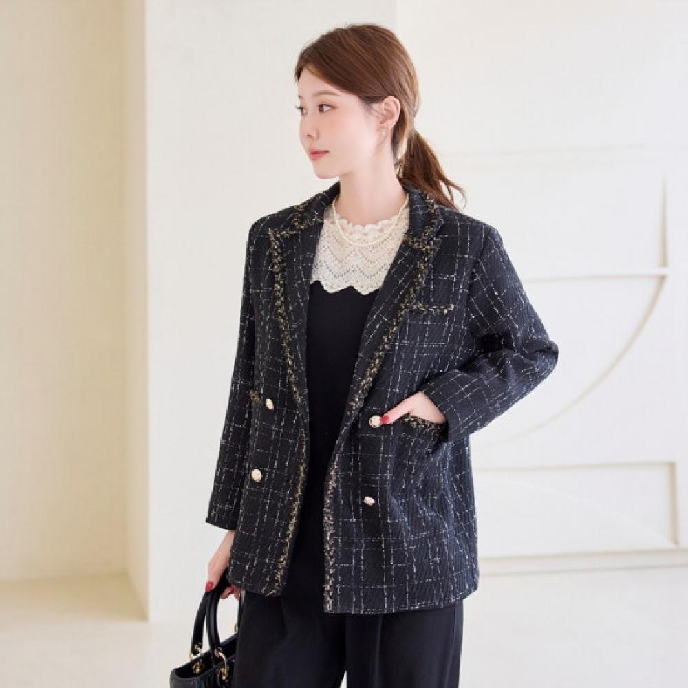 Morris Coming Home Women Tweed Color Block Tailored Long Sleeve Jacket M2602jk