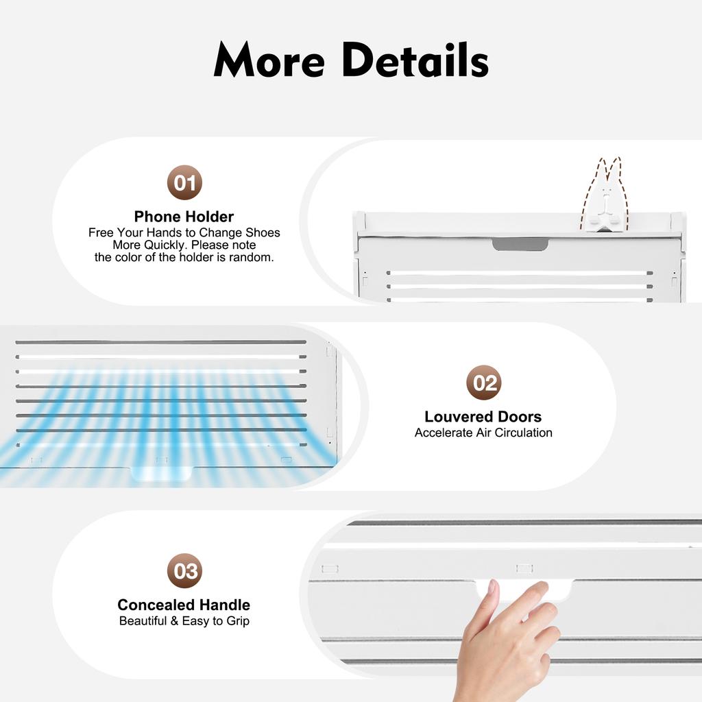 White Flip Up Shoe Cabinet 3 Tier Storage Organizer PVC Space Saving Entryway Hallway Closet for Small Apartments