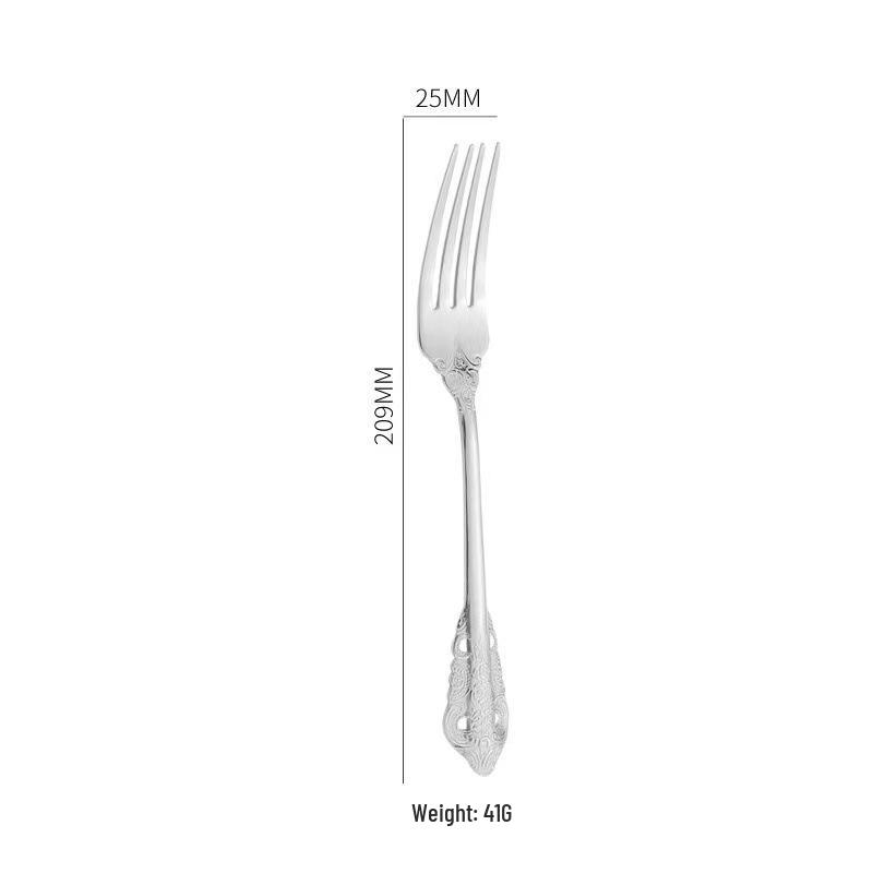 Retro Embossed 410 Stainless Steel Tableware Set: Real Gold-Plated Knife, Fork, and Spoon for Restaurants and Hotels