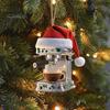 Coffee Machine Christmas Ornament Acrylic Santa Hat Mini Coffee Machine Pendant Keepsake Holiday Car Backpack Charm Gift for Coffee Lovers