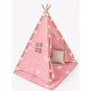 Kinder-Tipi GINGER HOME Kleine Sterne, Baumwolle, Sternenrosa, Gepolsterte Matte, Kissen und LED-Girlande, 120x120x160 cm