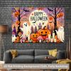 1 piece of 2D background fabric vibrant polyester background fabric decorated with Halloween-themed pumpkins.PMJ