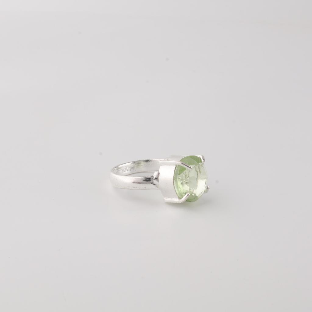 Green Amethyst Gemstone 925 Sterling Silver Jewelry Designer Pretty Ring Gift For Mother RR-72-12