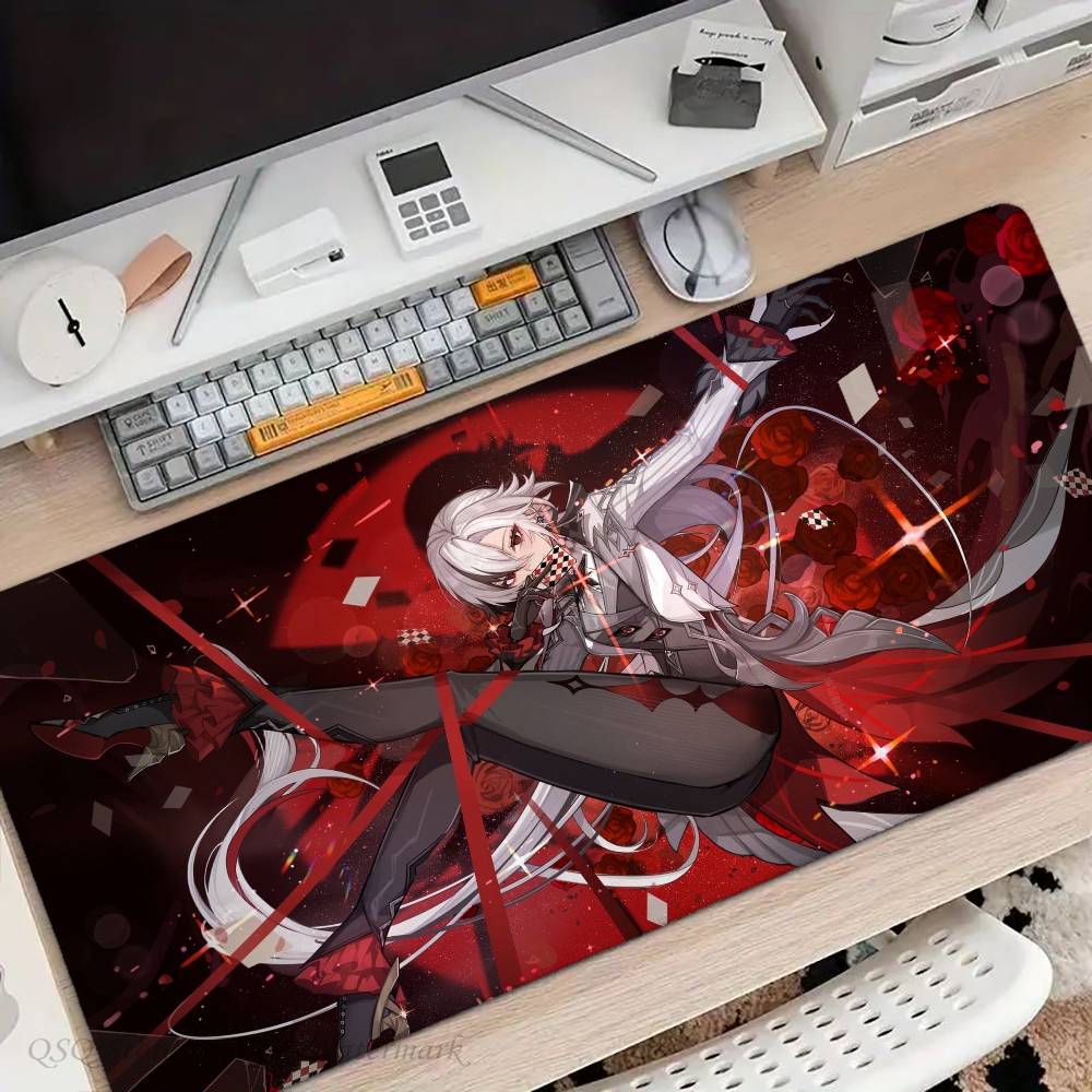Arlecchino Anime G-Genshin Impact Mousepad Non-slip Suitable For Office Computers Laptops E-sports Game Desk Mats XXL Keyboard