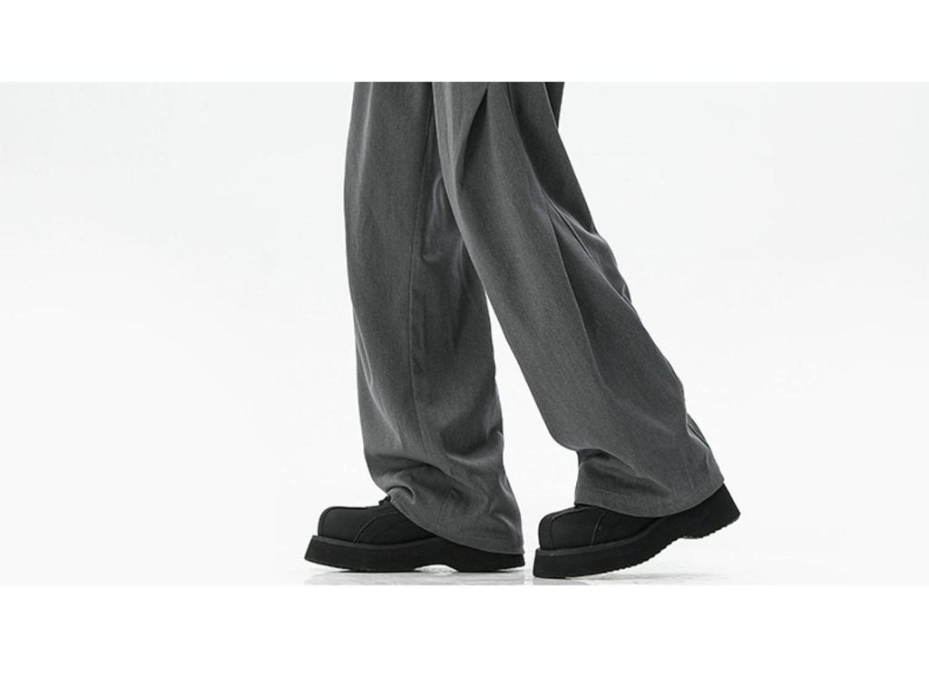 Unisex Dark Grey Paratrooper Pants - Spring/Autumn Loose Fit, Pleated, Wide-Leg Trend